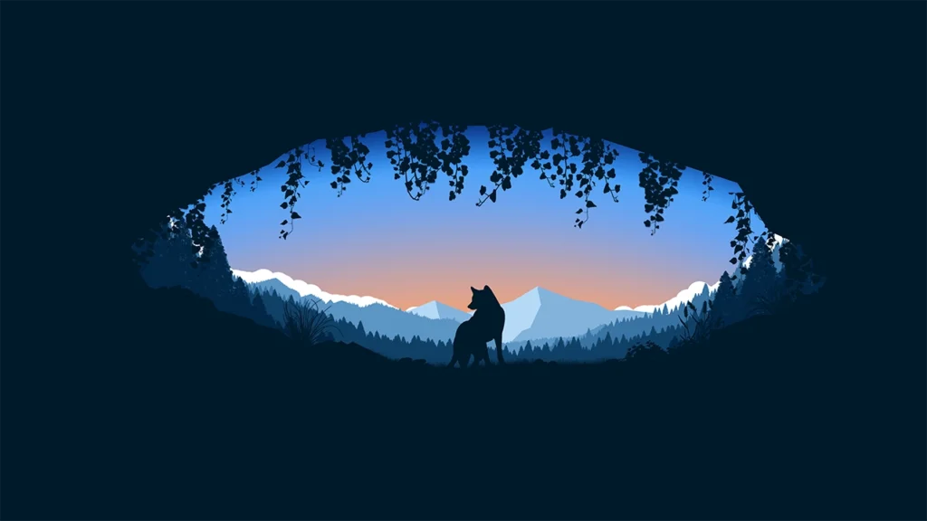 Fox in Font of Mountains wallpaper